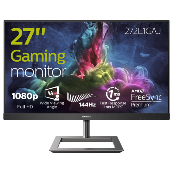 Монитор жидкокристаллический PHILIPS 272E1GAJ/00 LCD 27'' 16:9 1920х1080(FHD) VA, nonGLARE, 350cd/m2, H178°/V178°, 1ms, HDMI,DP, Tilt, 2Y, Black