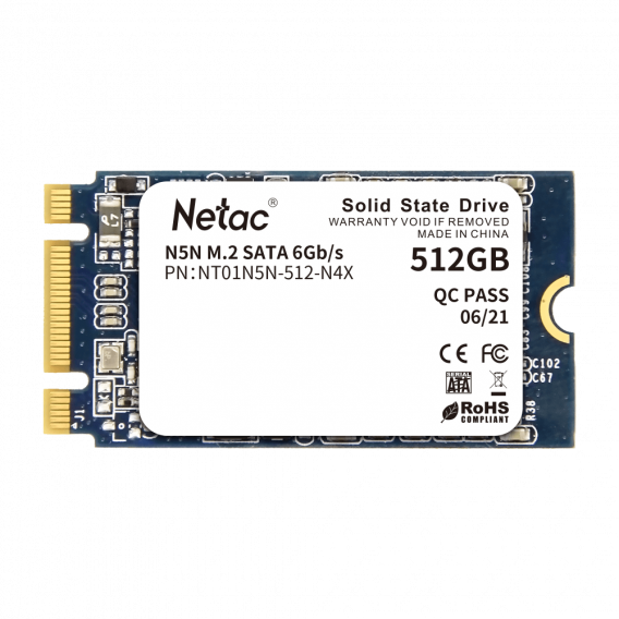 Твердотельный накопитель Netac N5N M.2 2242 SATAIII 3D NAND SSD 512GB, R/W up to 540/490MB/s