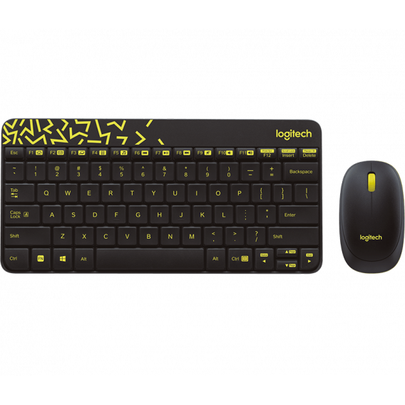 Комплект беспроводной Logitech MK240 Nano Black/Yellow (клавиатура+мышь) (M/N: M-R0041 / Y-R0036 / C-U0010)