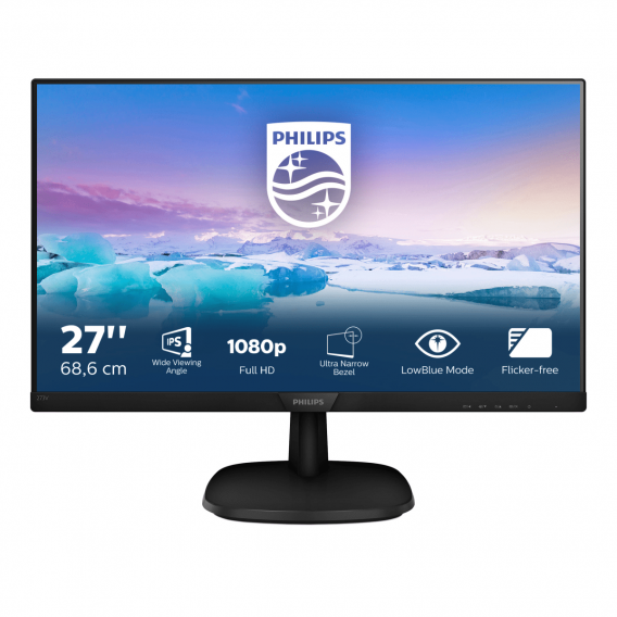 Монитор LCD 27'' 16:9 1920х1080 IPS, nonGLARE, 250cd/m2, H178°/V178°, 10М:1, 5ms, VGA, DVI, HDMI, Tilt, 2Y, Black