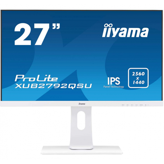 Монитор LCD 27'' [16:9] 2560х1440(WQHD) IPS, nonGLARE, nonTOUCH, 75 Гц, 350cd/m2, H178°/V178°, 1000:1, 5M:1, 1.07B, 5ms, VGA, DVI, HDMI, DP, USB-Hub, Height adj, Tilt, Swivel, Speakers, 3Y, White