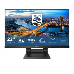 Монитор LCD 21.5'' [16:9] 1920х1080(FHD) IPS, nonGLARE, TOUCH, 75 Hz, 250 cd/m2, H178°/V178°, 1000:1, 50М:1, 16.7M, 4ms, VGA, HDMI, DP, USB-Hub, Height adj, Tilt, Speakers, 3Y, Black