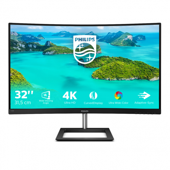 328E1CA/00 Монитор LCD 31.5'' 16:9 3840x2160(UHD 4K) VA, Curved, nonGLARE, 250cd/m2, H178°/V178°, 2500:1, 1.07B, 4ms, 2xHDMI, DP, Tilt, Speakers, 2Y, Black