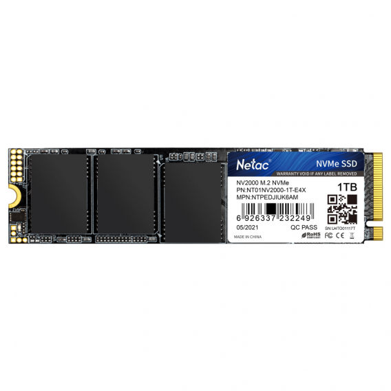 Твердотельный накопитель Netac NV2000 PCIe 3 x4 M.2 2280 NVMe 3D NAND SSD 1TB, R/W up to 2500/2100MB/s