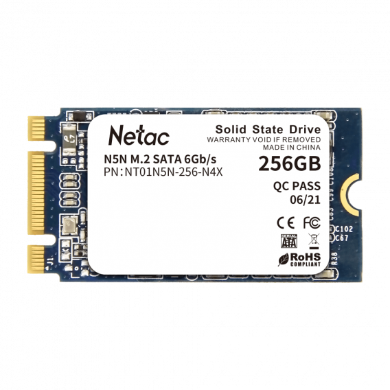 Твердотельный накопитель Netac N5N M.2 2242 SATAIII 3D NAND SSD 256GB, R/W up to 540/490MB/s