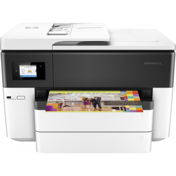 МФУ HP G5J38A HP OfficeJet Pro 7740 WF AiO Printer (A3) Color Ink Printer/Scanner/Copier/Fax/ADF, 4800x1200 dpi, 1.2GHz, 512MB, 22/18 ppm, 250+250 pages tray, Scan+Print Duplex, USB+Ethernet+Wi-Fi, duty 30000 pages