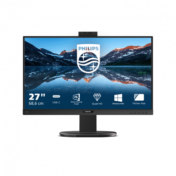 Монитор LCD 27'' [16:9] 2560х1440(WQHD) IPS, nonGLARE, 75 Hz, 350 cd/m2, H178°/V178°, 1000:1, 50М:1, 16.7M, 4ms, HDMI, DP, USB-C, USB-Hub, Height adj, Pivot, Tilt, Swivel, Speakers, 3Y, Black