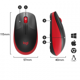 Мышь беспроводная полноразмерная Logitech M190 Red (M/N: MR0087 / CU0019)