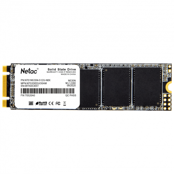 Твердотельный накопитель Netac N535N M.2 2280 SATAIII 3D NAND SSD 512GB, R/W up to 540/490MB/s