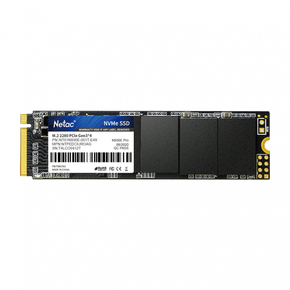 Твердотельный накопитель Netac N930E Pro PCIe 3 x4 M.2 2280 NVMe 3D NAND SSD 1TB, R/W up to 2130/1720MB/s