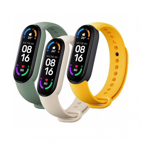 Сменные браслеты для Xiaomi Mi Smart Band 6 (3 шт) Ivory/Olive/Yellow