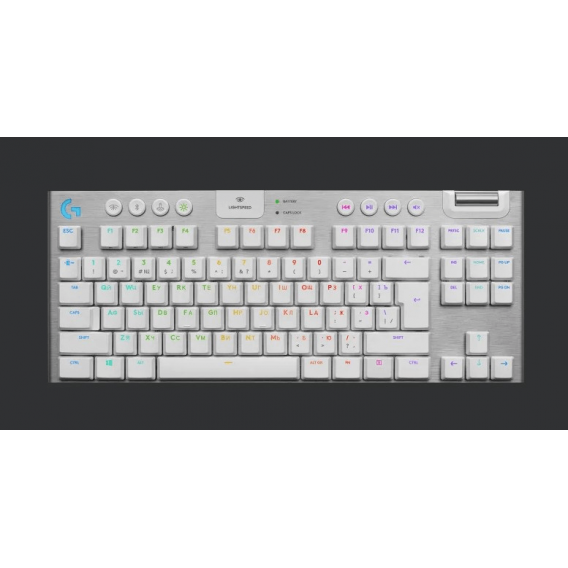 Клавиатура игровая Logitech G915 TKL WHITE (механическая, без цифрового блока, с RGB-подсветкой и поддержкой технологии Lightspeed), 2.4GHZ/BT, TACTILE SWITCH (M/N: YR0076 / C-U0018)