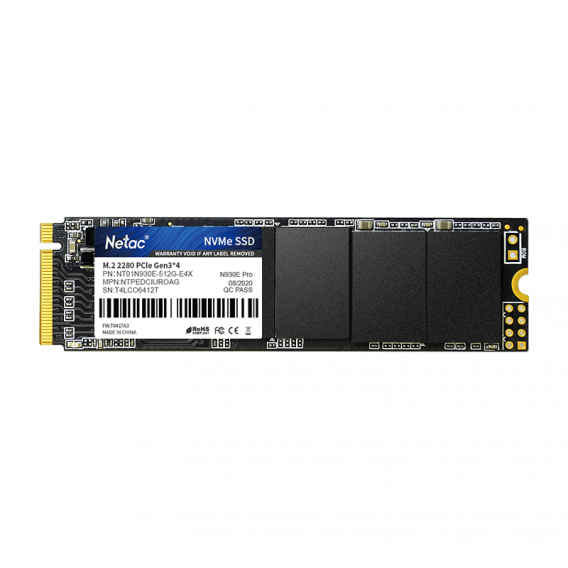 Твердотельный накопитель Netac N930E Pro PCIe 3 x4 M.2 2280 NVMe 3D NAND SSD 512GB, R/W up to 2080/1700MB/s