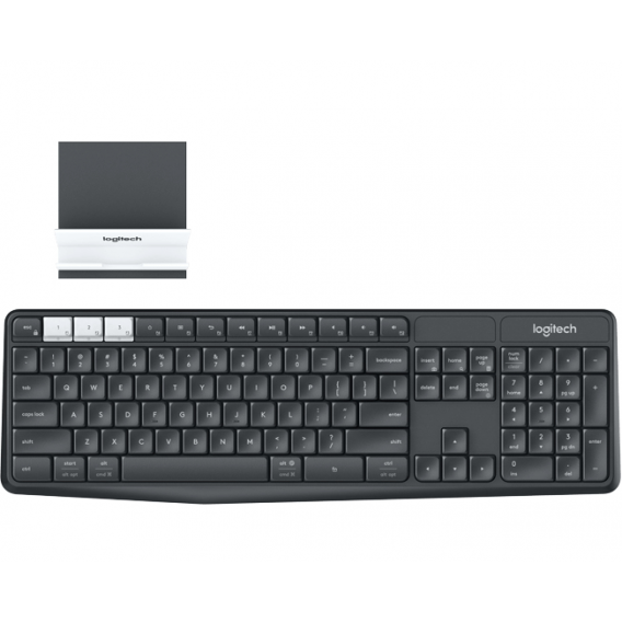 Клавиатура беспроводная Logitech K375s (GRAPHITE/OFFWHITE, Multi-Device, подставка в комплекте, Bluetooth Smart/Logitech Unifying, 2 батареи типа ААА) (M/N: Y-R0061 / C-U0007)