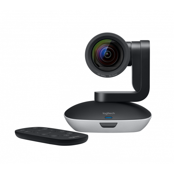 Веб-камера для видеоконференций Logitech PTZ Pro 2 (Full HD 1080p/30fps, автофокус, zoom 10x, угол обзора 90°, панорамирование 260°, наклон 130°, пульт ДУ, кабель 3м, блок питания, крепление) (M/N: V-U0035)