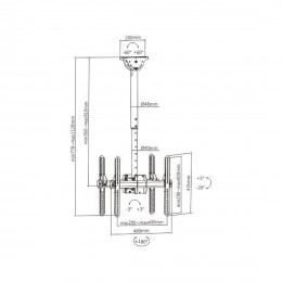 Кронштейн потолочный Brateck PLB-CE944-01SD для 2-х ТВ и мониторов, 32"-55"